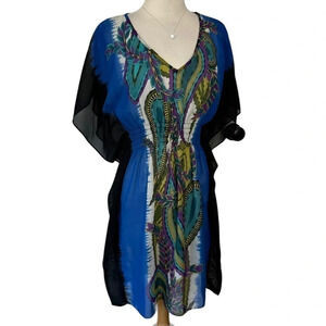 Bisou Bisou Michele Bohbot 4 sheer multi color paisley print cover‎ up/tunic